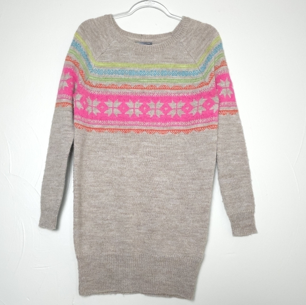 American Eagle Wool/ Mohair Blend Women's Multicolor Patterned Sweater